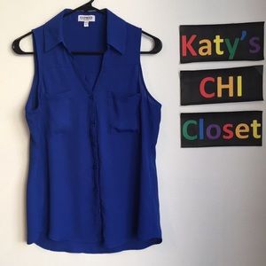 Express Sleeveless Button Down Portofino Blue S